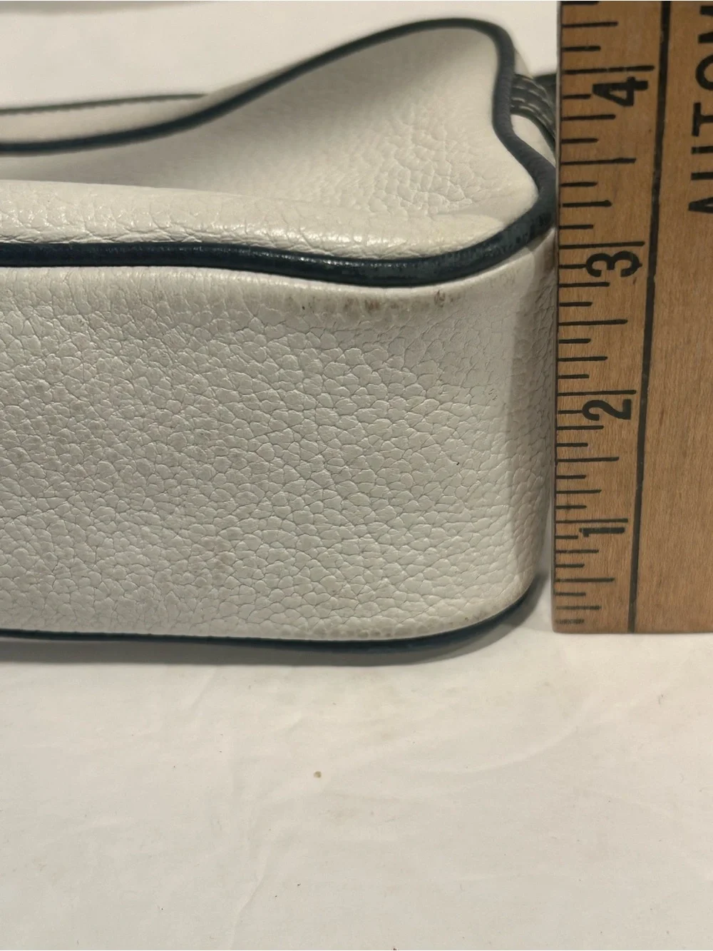 Vintage Liz Claiborne Navy White Pebbled Leather Camera Crossbody Bag Purse 80s